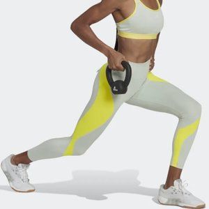 adidas Women's Leggings - Light Gray and Yellow